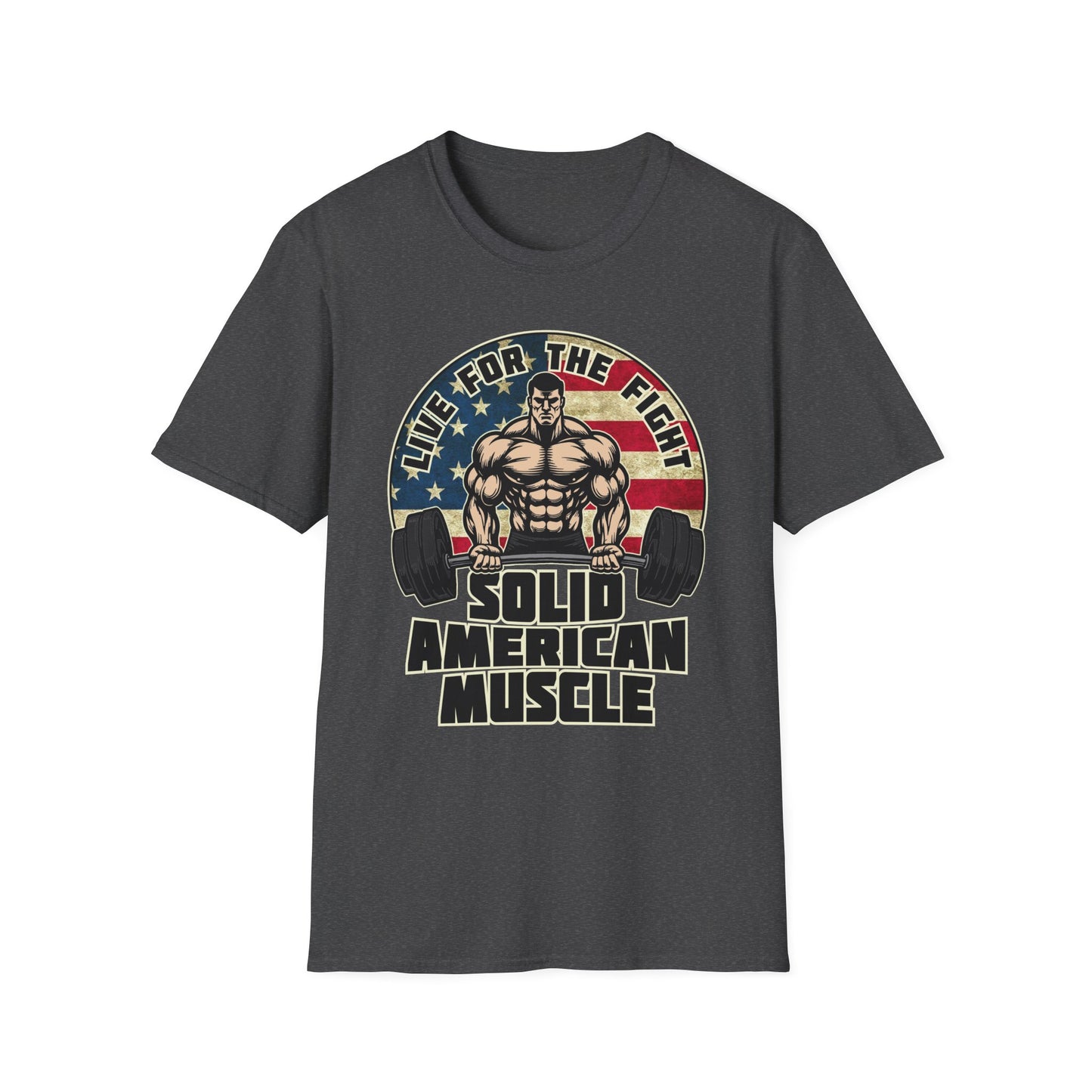 Solid American Muscle - Live for the Fight - Rustic Logo T-Shirt