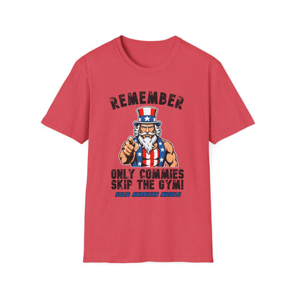 Solid American Muscle - Only Commies Skip the Gym! - Uncle Sam T-Shirt