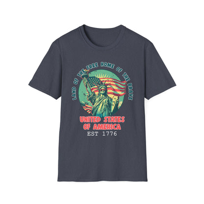 Patriot Collection - Land of the Free Home of the Brave - Statue of Liberty Patriotic T-Shirt
