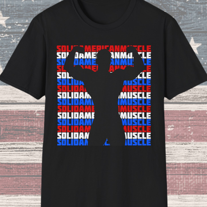 Solid American Muscle - Double Front Bicep Flex Silhouette T-Shirt