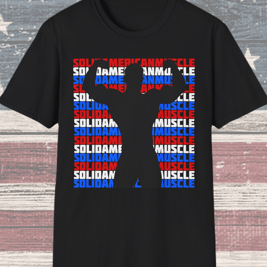 Solid American Muscle - Double Front Bicep Flex Silhouette T-Shirt