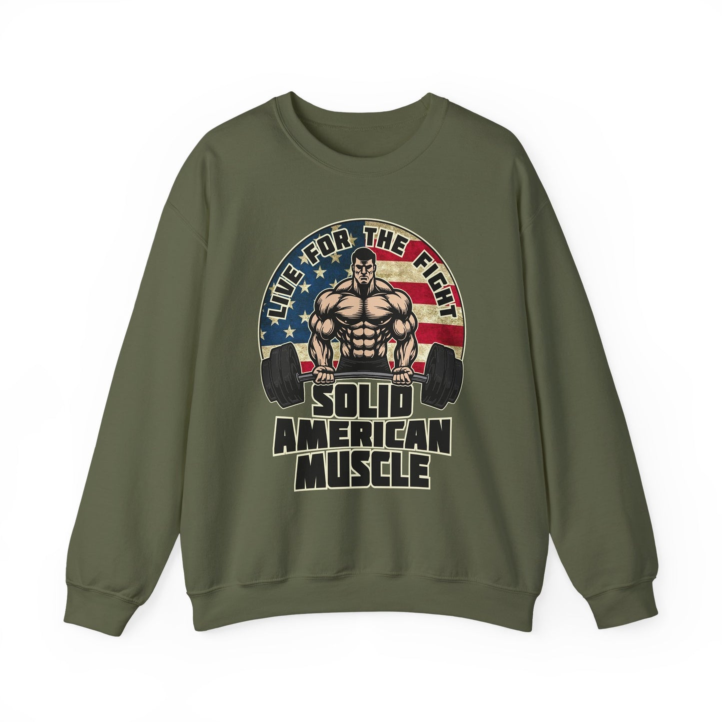 Solid American Muscle -Live for the Fight - Rustic Logo Sweatshirt