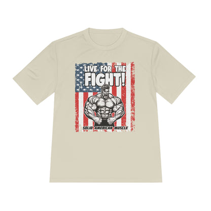 Solid American Muscle - Live for the Fight - USA Flag Moisture Wicking T-Shirt
