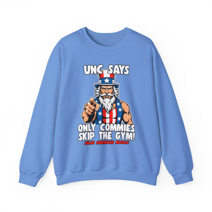 Solid American Muscle - Only Commies Skip the Gym! - Uncle Sam Sweatshirt