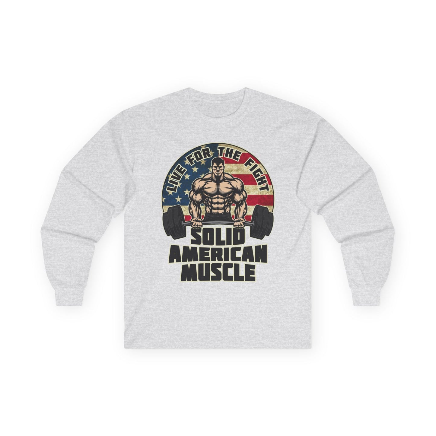 Solid American Muscle - Live for the Fight - Rustic Logo Long Sleeve T-Shirt