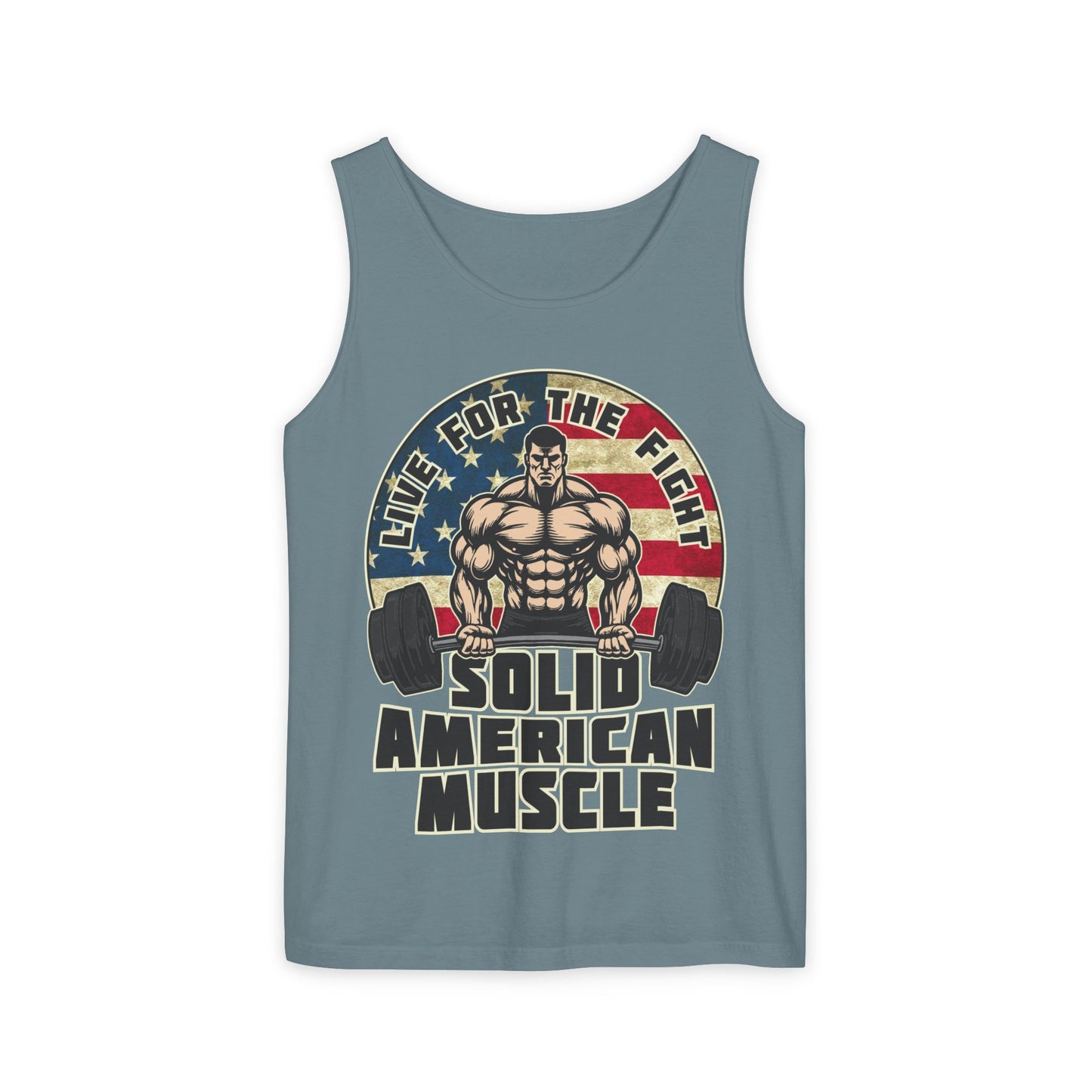 Solid American Muscle - Live for the Fight - Rustic Logo - Tank Top