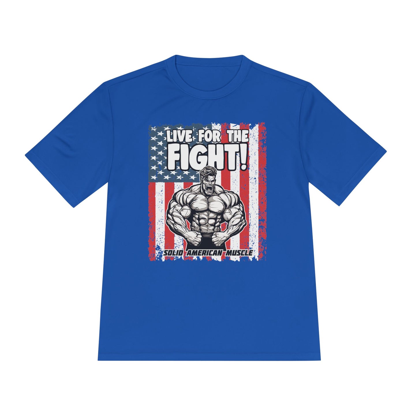 Solid American Muscle - Live for the Fight - USA Flag Moisture Wicking T-Shirt