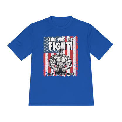 Solid American Muscle - Live for the Fight - USA Flag Moisture Wicking T-Shirt