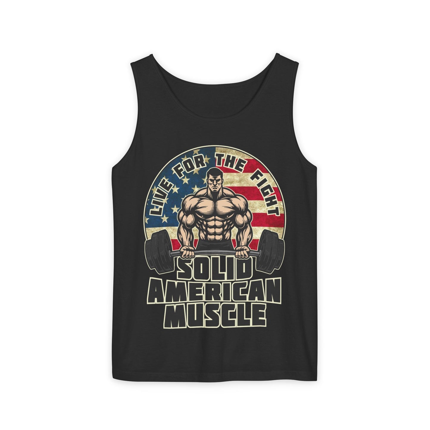 Solid American Muscle - Live for the Fight - Rustic Logo - Tank Top
