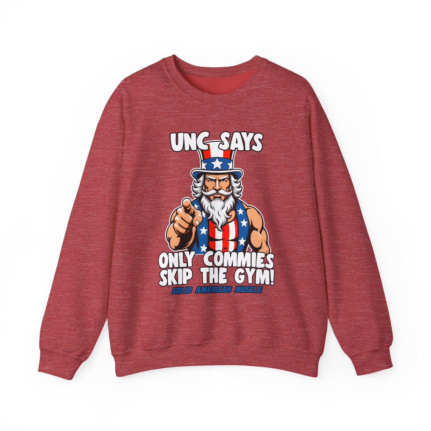 Solid American Muscle - Only Commies Skip the Gym! - Uncle Sam Sweatshirt