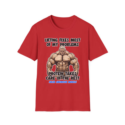 Solid American Muscle - Lifting Fixes Most of My Problems T-Shirt