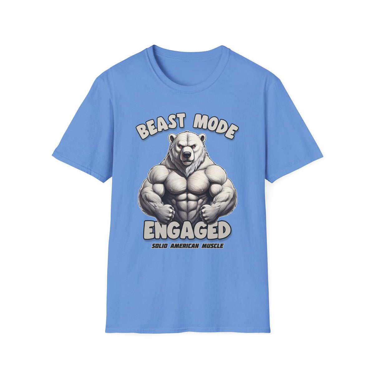 Solid American Muscle - Beast Mode Engaged - Muscular Polar Bear Gym T-Shirt