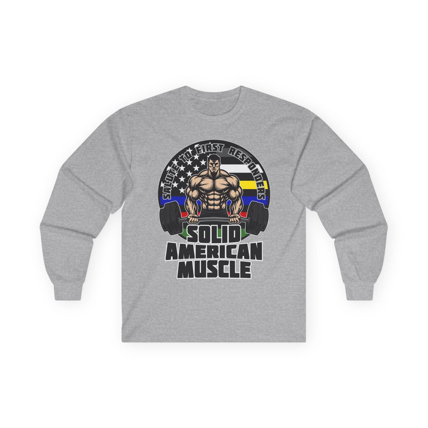 Solid American Muscle - Salute to First Responders - Logo Long Sleeve Tee