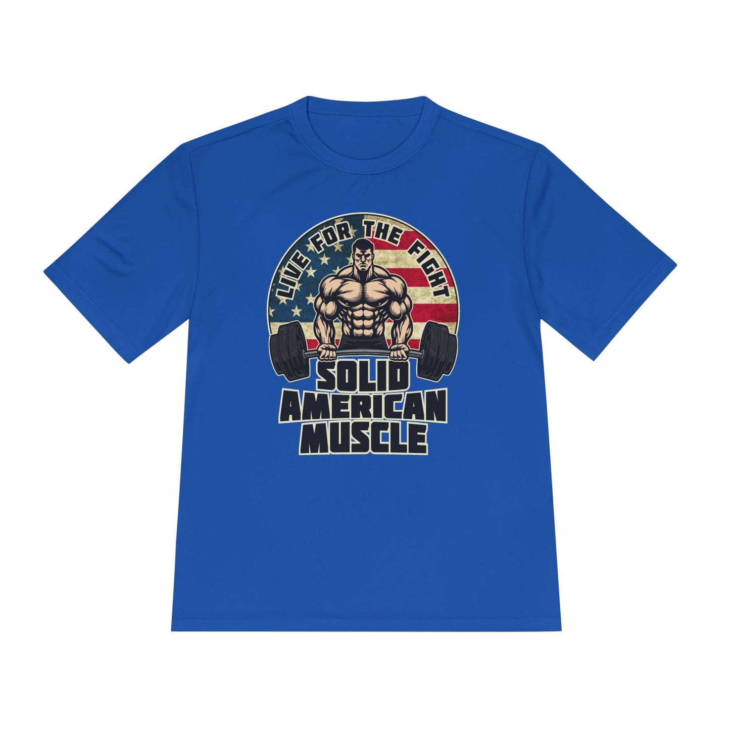 Solid American Muscle - Live for the Fight - Rustic Logo Moisture Wicking T-Shirt