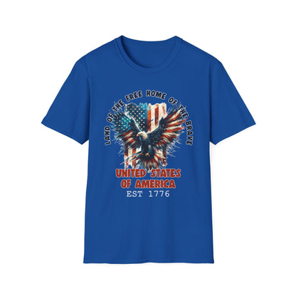Patriot Collection - Land of the Free Home of the Brave - USA Flag Eagle T-Shirt