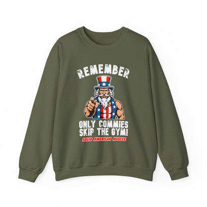 Solid American Muscle - Only Commies Skip the Gym! - Uncle Sam Sweatshirt