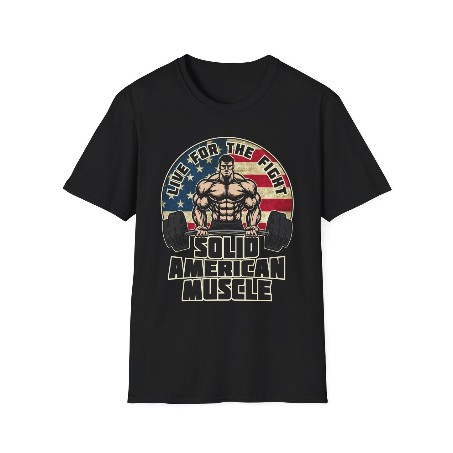 Solid American Muscle - Live for the Fight - Rustic Logo T-Shirt