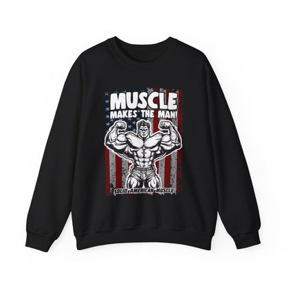 Solid American Muscle - Muscle Makes The Man - USA Flag Sweatshirt