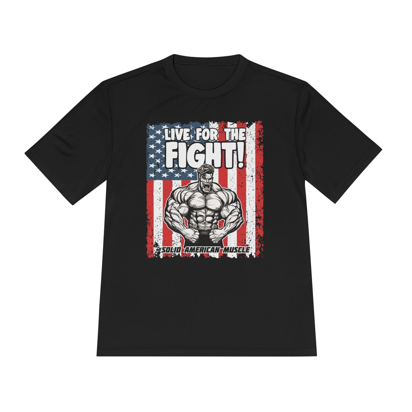 Solid American Muscle - Live for the Fight - USA Flag Moisture Wicking T-Shirt