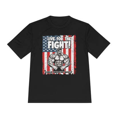 Solid American Muscle - Live for the Fight - USA Flag Moisture Wicking T-Shirt