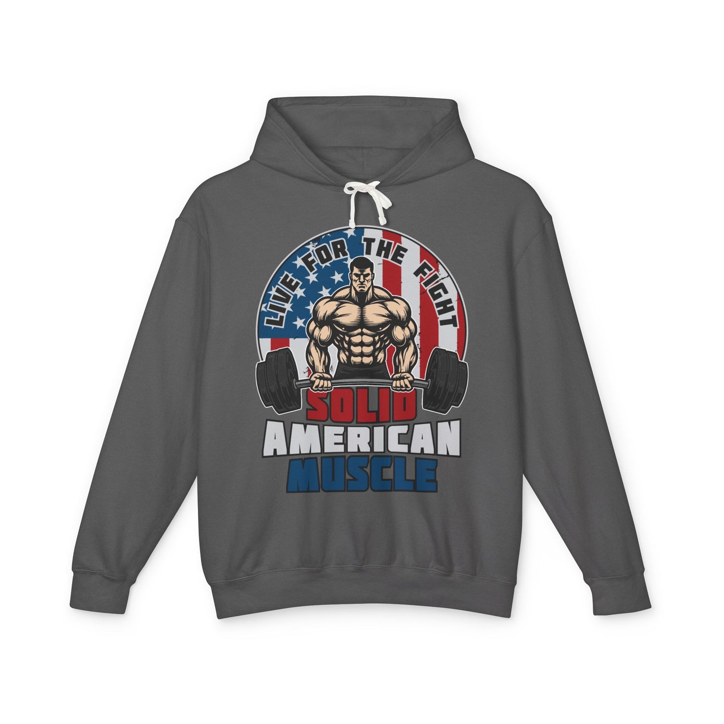Solid American Muscle - Live for the Fight - Logo - Gym Hoodie / Pullover