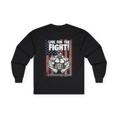 Solid American Muscle - Live For The Fight - USA Flag - Long Sleeve T-Shirt