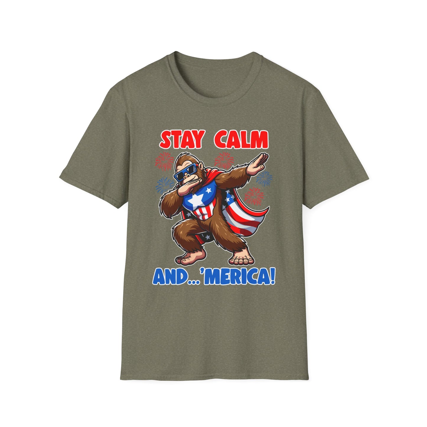 Patriot Collection - Stay Calm and 'Merica - Dabbin' Bigfoot - T-Shirt
