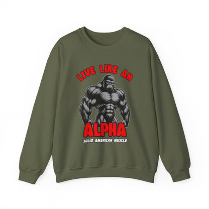 Solid American Muscle - Live Like an Alpha - Silverback Gorilla Sweatshirt