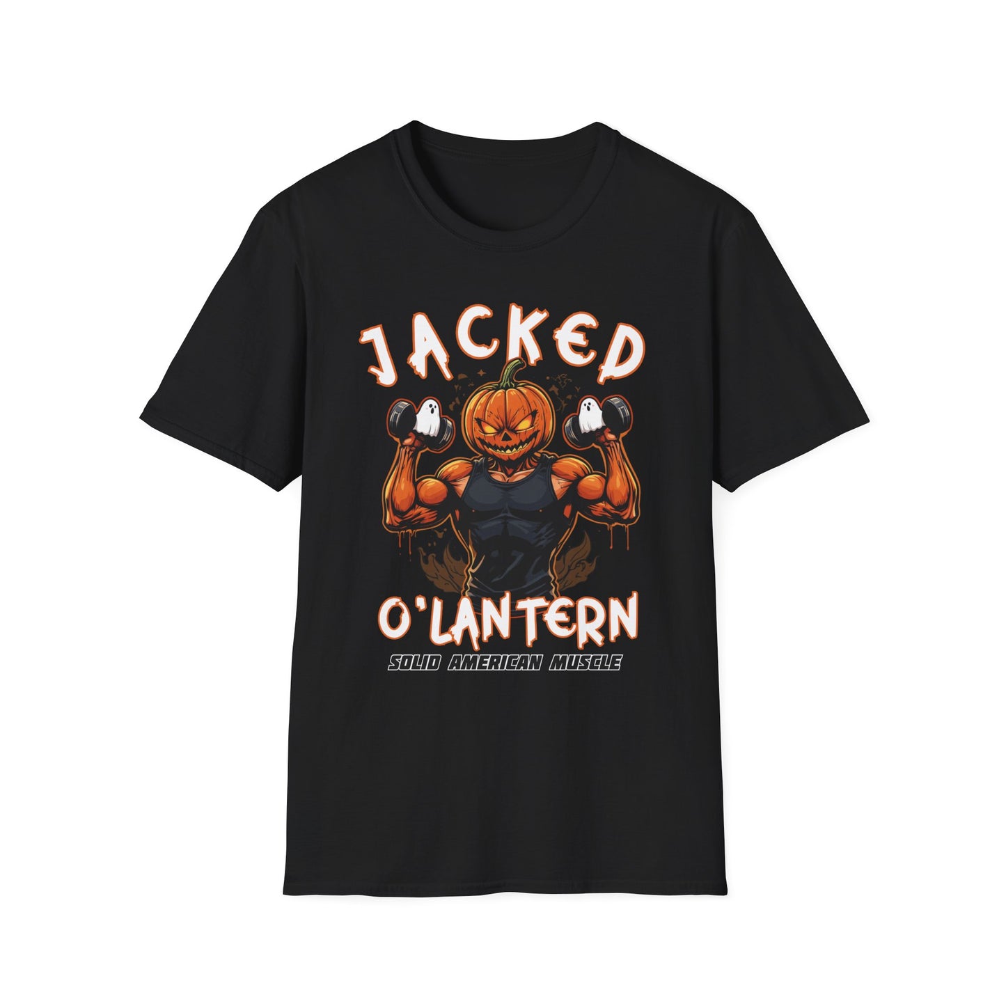 Solid American Muscle - Jacked O'Latern - Halloween Pumpkin T-Shirt