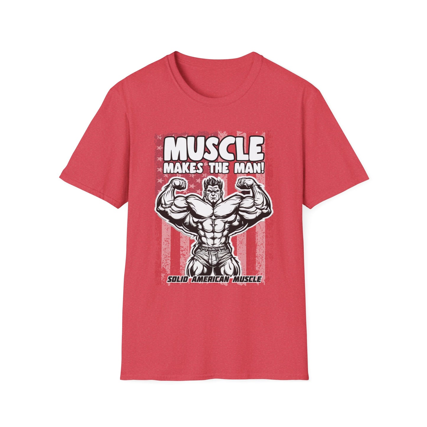 Solid American Muscle - Muscle Makes The Man - USA Flag T-Shirt