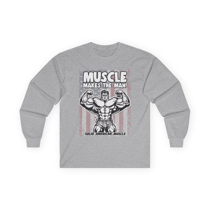 Solid American Muscle - Muscle Makes The Man - USA Flag - Long Sleeve T-Shirt