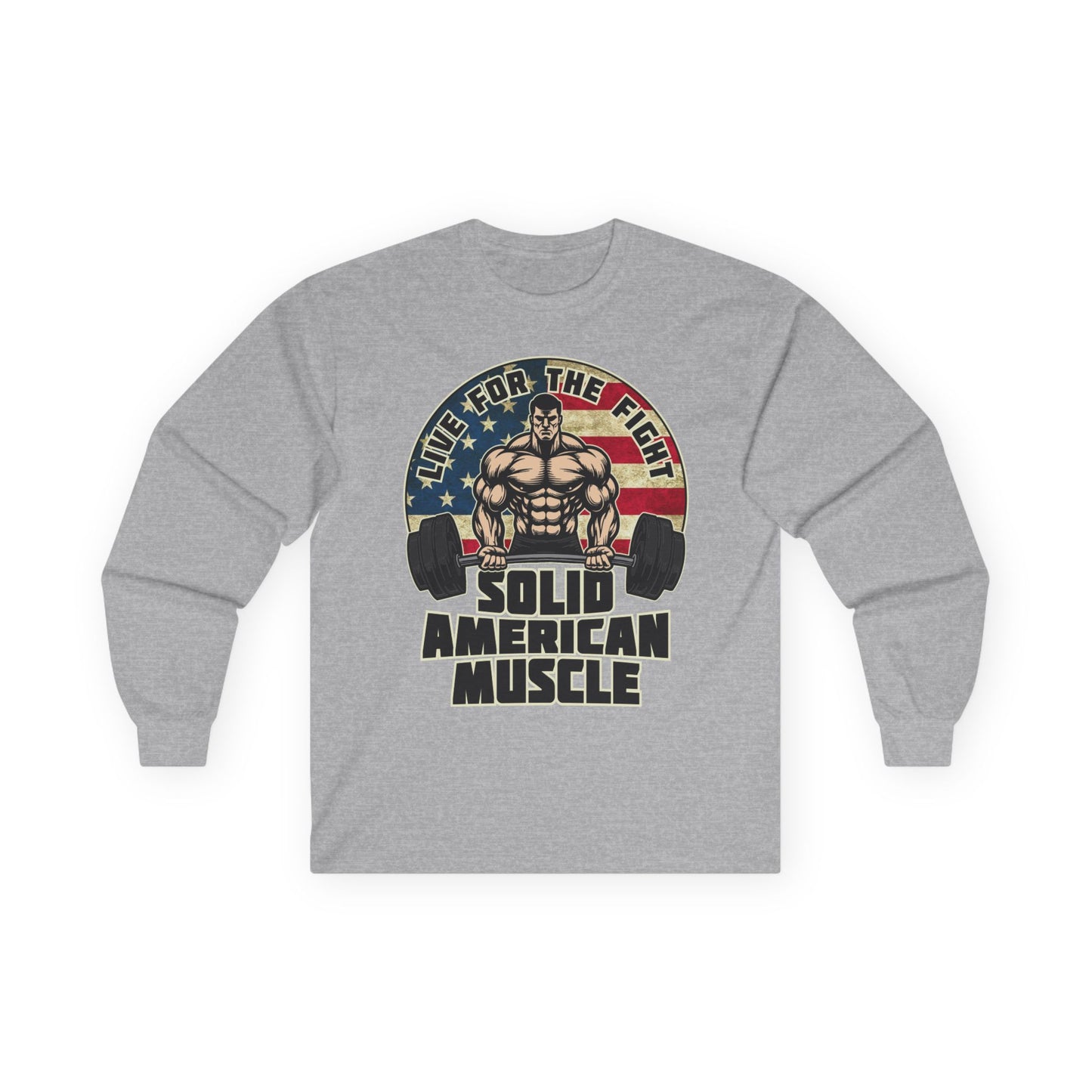 Solid American Muscle - Live for the Fight - Rustic Logo Long Sleeve T-Shirt