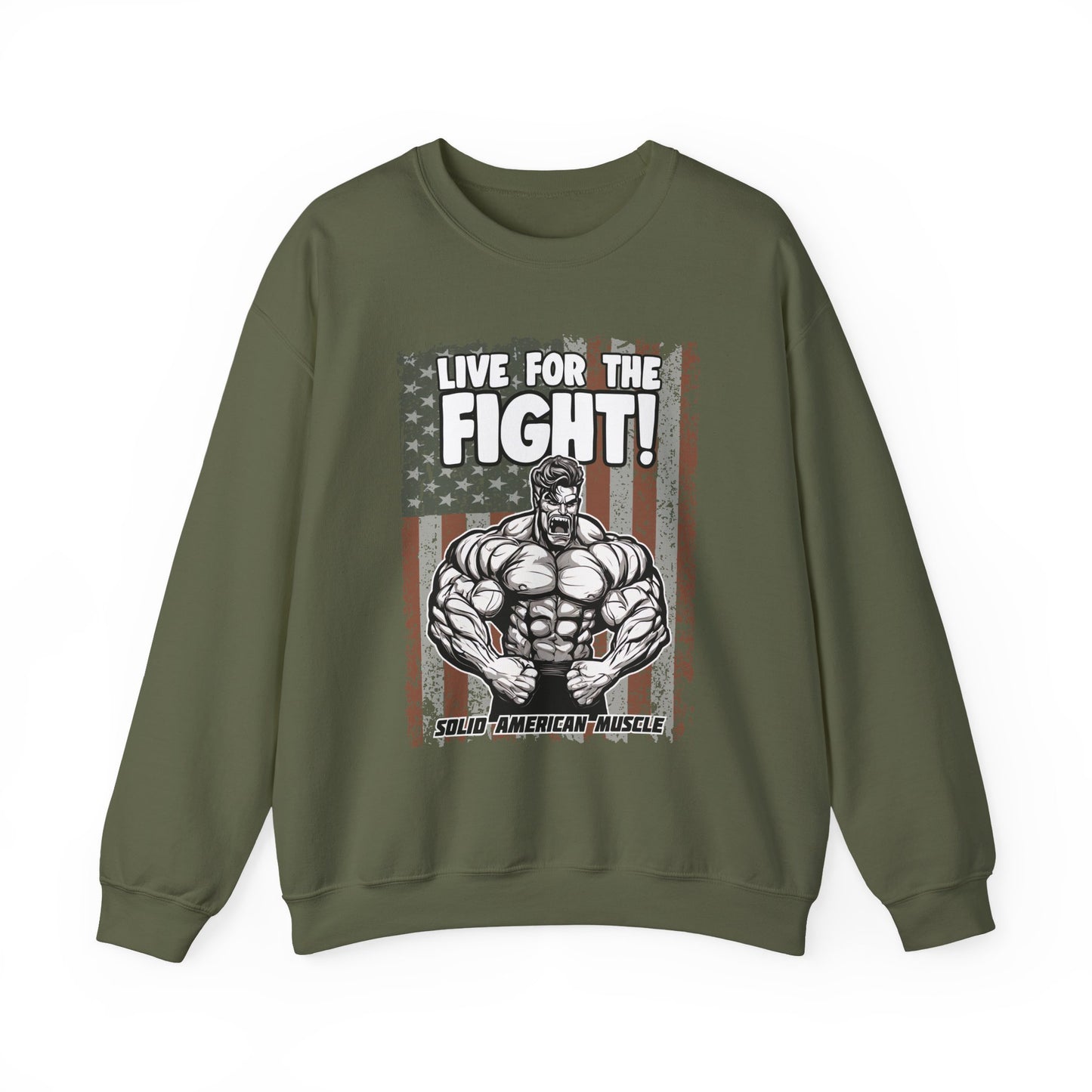 Solid American Muscle - Live For The Fight - USA Flag Sweatshirt