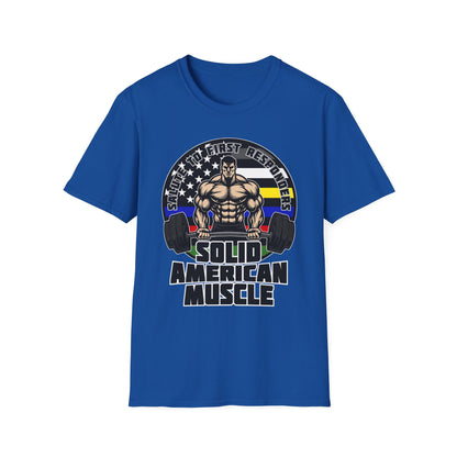 Solid American Muscle - Salute to First Responders - Logo T-Shirt
