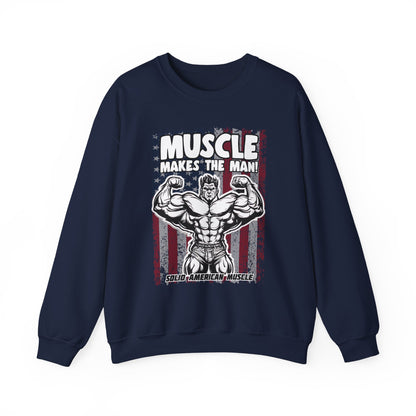 Solid American Muscle - Muscle Makes The Man - USA Flag Sweatshirt