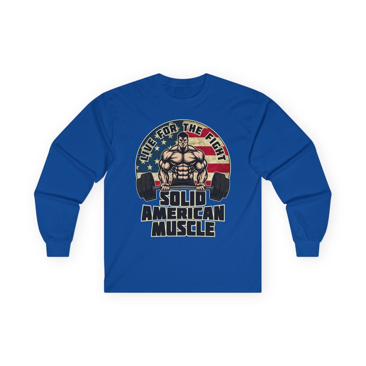 Solid American Muscle - Live for the Fight - Rustic Logo Long Sleeve T-Shirt