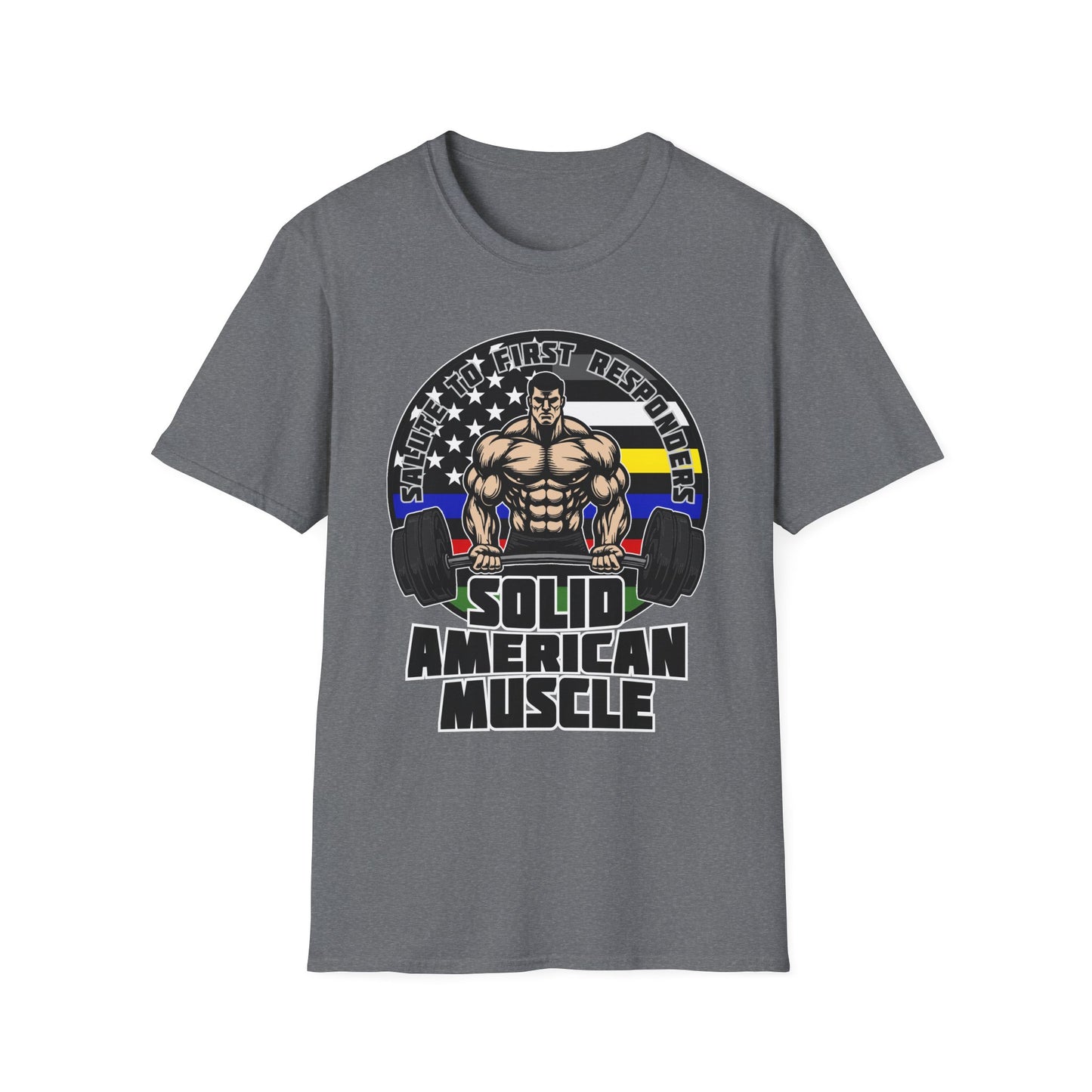 Solid American Muscle - Salute to First Responders - Logo T-Shirt