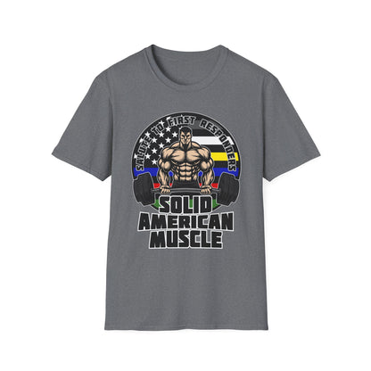 Solid American Muscle - Salute to First Responders - Logo T-Shirt