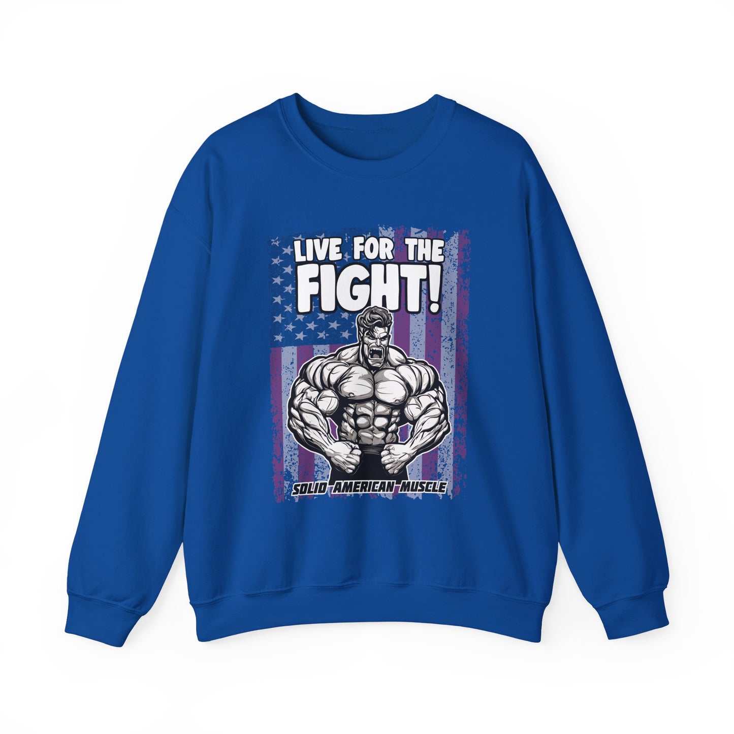 Solid American Muscle - Live For The Fight - USA Flag Sweatshirt
