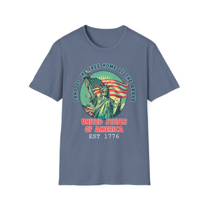 Patriot Collection - Land of the Free Home of the Brave - Statue of Liberty Patriotic T-Shirt