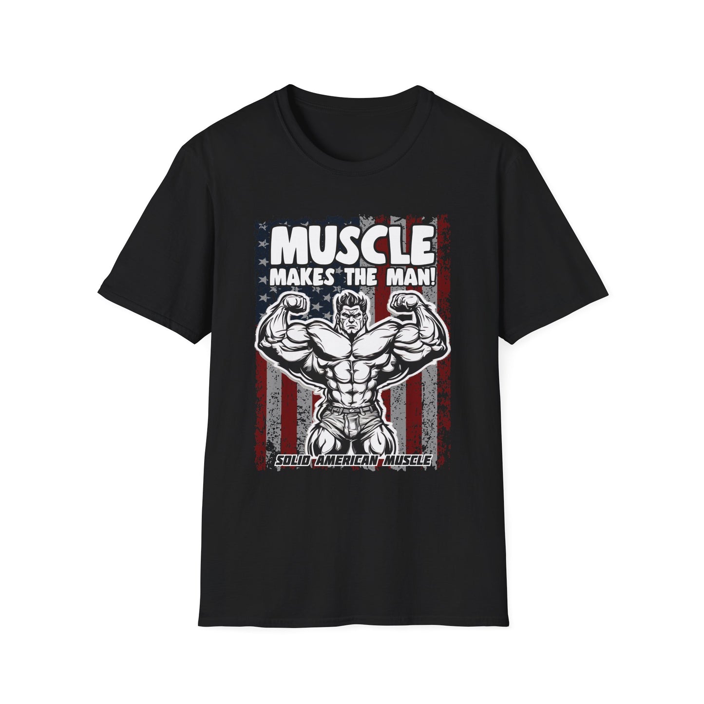 Solid American Muscle - Muscle Makes The Man - USA Flag T-Shirt