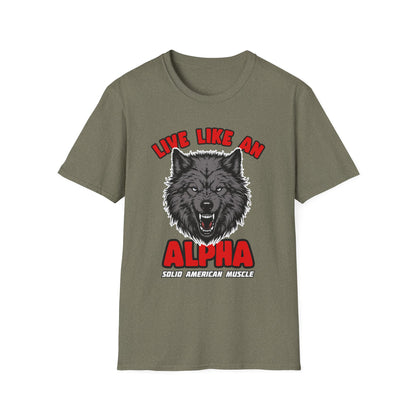Solid American Muscle - Live Like an Alpha - Gray Wolf T-Shirt