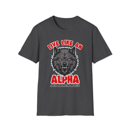Solid American Muscle - Live Like an Alpha - Gray Wolf T-Shirt