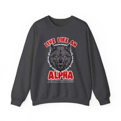Solid American Muscle - Live Like an Alpha - Gray Wolf Sweatshirt