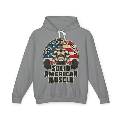 Solid American Muscle - Live for the Fight - Rustic Logo - Gym Hoodie / Pullover