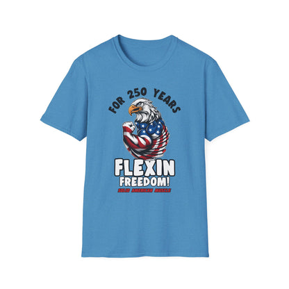 Solid American Muscle - For 250 Years Flexin Freedom! - USA Eagle 4th of July T-Shirt