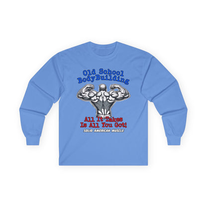 Solid American Muscle - Old School Bodybuilding Long Sleeve T-Shirt
