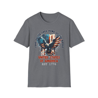Patriot Collection - Land of the Free Home of the Brave - USA Flag Eagle T-Shirt