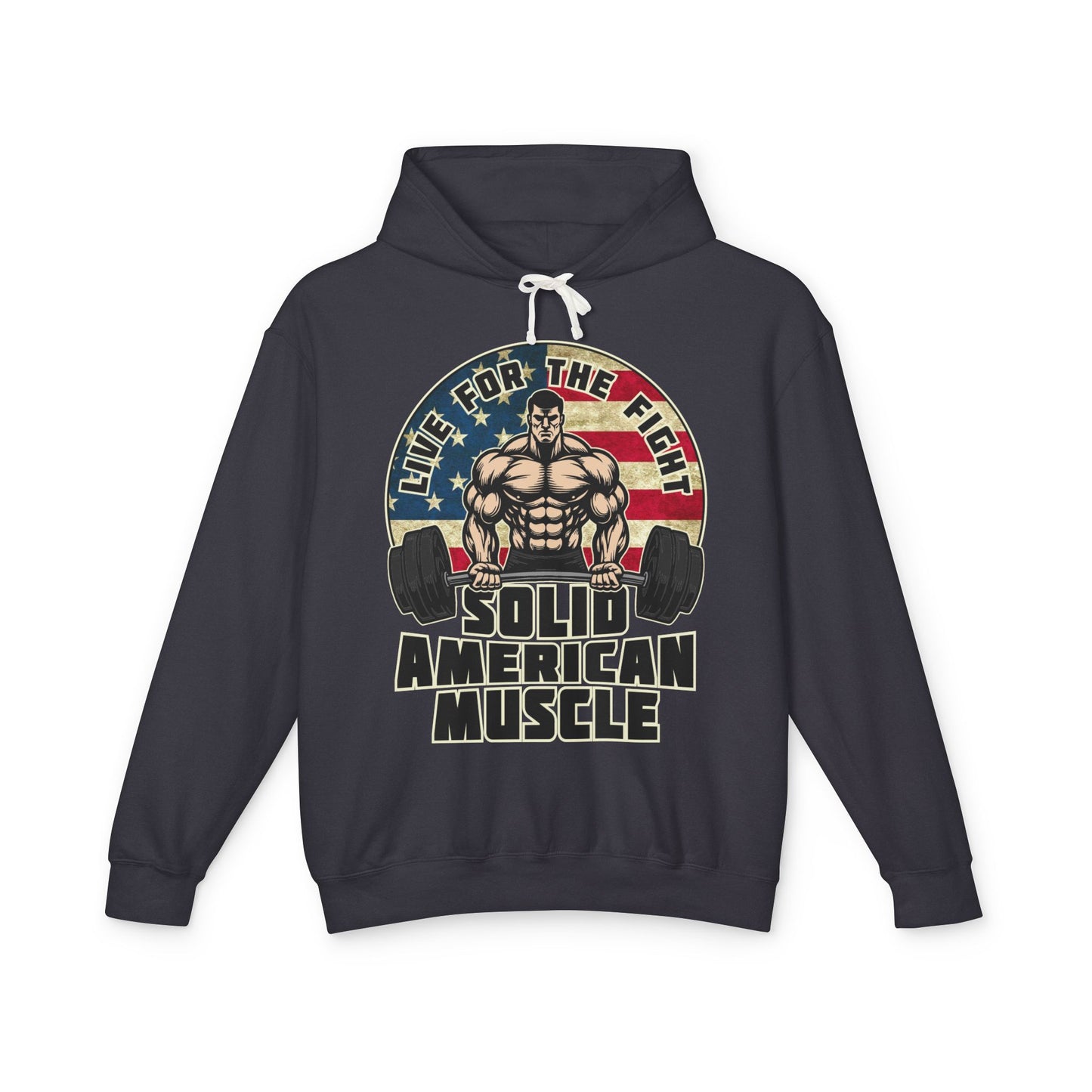 Solid American Muscle - Live for the Fight - Rustic Logo - Gym Hoodie / Pullover