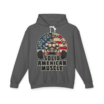 Solid American Muscle - Live for the Fight - Rustic Logo - Gym Hoodie / Pullover